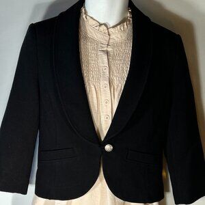 F21 Vintage Forever 21 SZ L Black Cropped Blazer 90s Academia Office Preppy Y2K